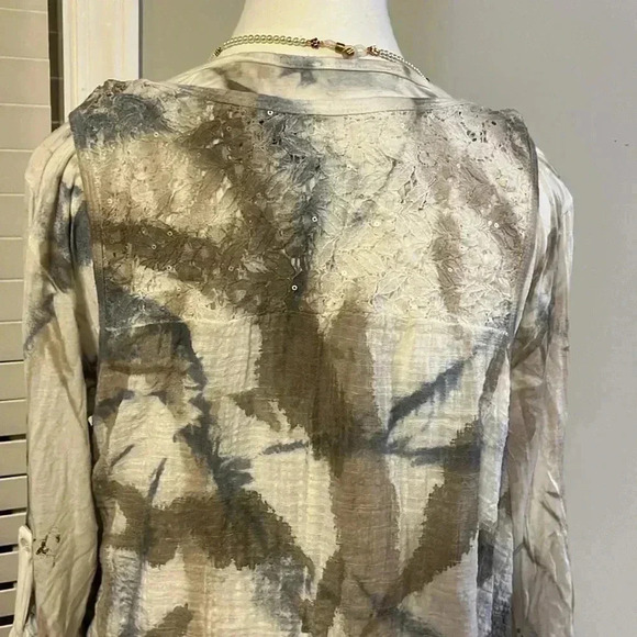 [L]Froccella Two tone Tie Dye layered  tunic LS Dress - Picture 7 of 13